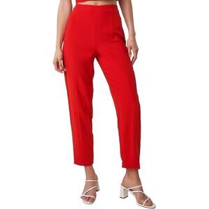 Womens High Rise Slim Fit Career Pants Trouser XS Red Bold Modern Statement